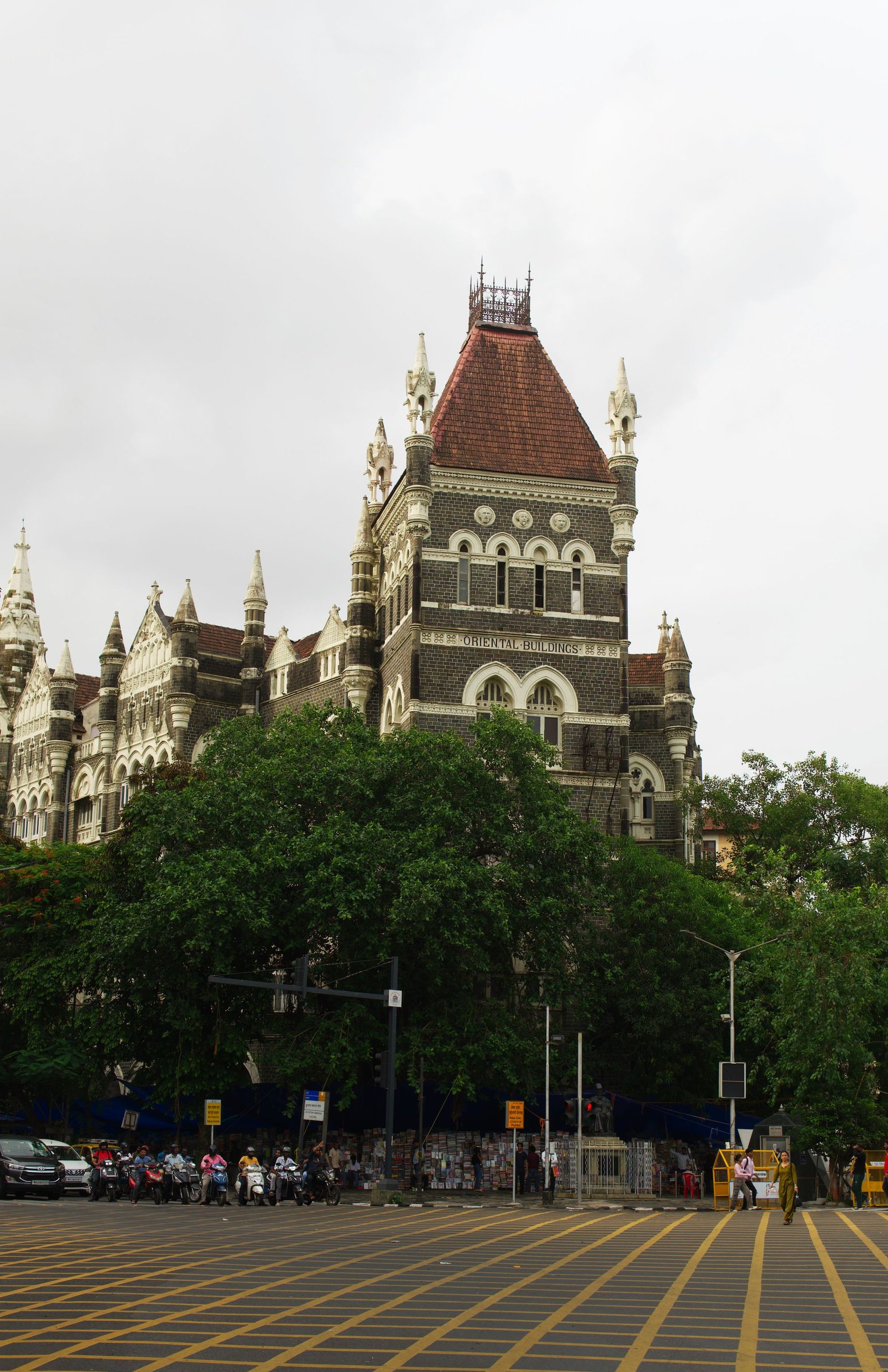 The Gothic stone facade of the Bombay High Court building in Mumbai.